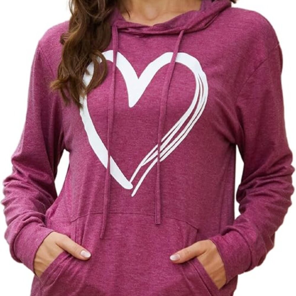 Women's Penceni "Heart" Hoodie Sweatshirt Long Sleeve Top - Picture 9 of 11